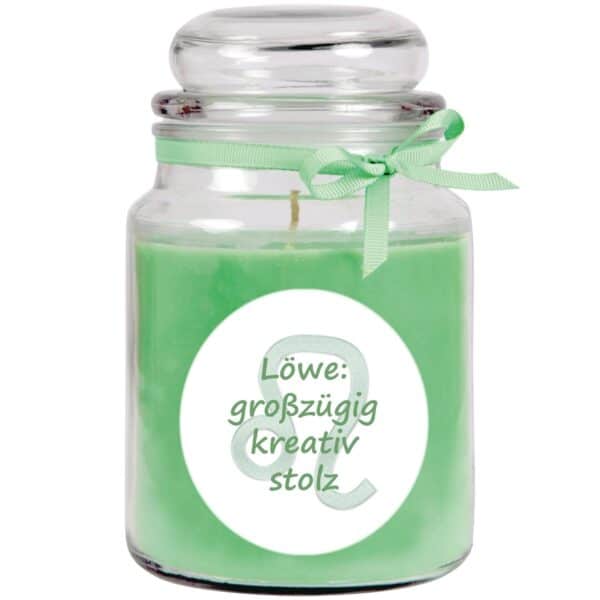 HS Candle Duftkerze & Glas Sternzeichen Coconut Limes 110 Stunden Löwe