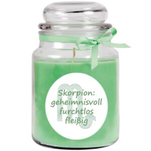 HS Candle Duftkerze & Glas Sternzeichen Coconut Limes 110 Stunden Skorpion
