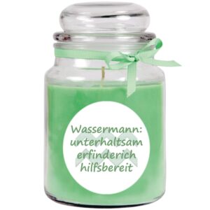 HS Candle Duftkerze & Glas Sternzeichen Coconut Limes 110 Stunden Wassermann