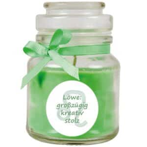 HS Candle Duftkerze & Glas Sternzeichen Coconut Limes 30 Stunden Löwe