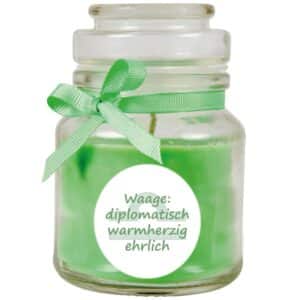 HS Candle Duftkerze & Glas Sternzeichen Coconut Limes 30 Stunden Waage
