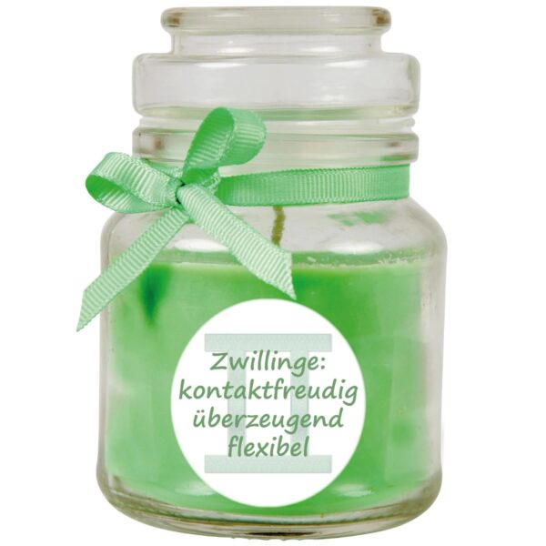 HS Candle Duftkerze & Glas Sternzeichen Coconut Limes 30 Stunden Zwillinge