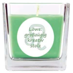 HS Candle Duftkerze & Glas Sternzeichen Coconut Limes 50 Stunden Löwe