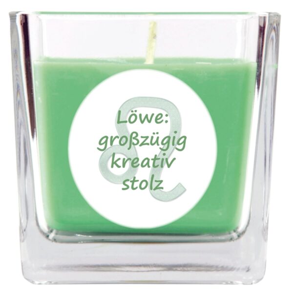 HS Candle Duftkerze & Glas Sternzeichen Coconut Limes 50 Stunden Löwe