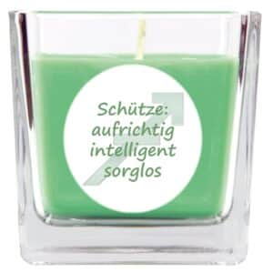 HS Candle Duftkerze & Glas Sternzeichen Coconut Limes 50 Stunden Schütze