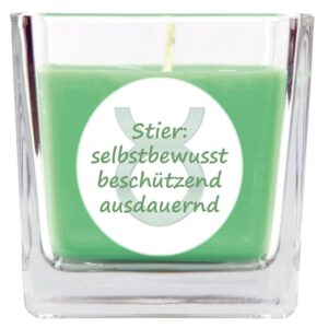 HS Candle Duftkerze & Glas Sternzeichen Coconut Limes 50 Stunden Stier