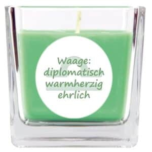 HS Candle Duftkerze & Glas Sternzeichen Coconut Limes 50 Stunden Waage