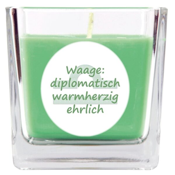 HS Candle Duftkerze & Glas Sternzeichen Coconut Limes 50 Stunden Waage
