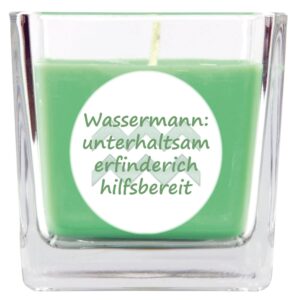 HS Candle Duftkerze & Glas Sternzeichen Coconut Limes 50 Stunden Wassermann