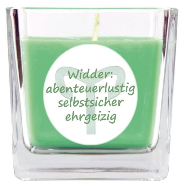 HS Candle Duftkerze & Glas Sternzeichen Coconut Limes 50 Stunden Widder