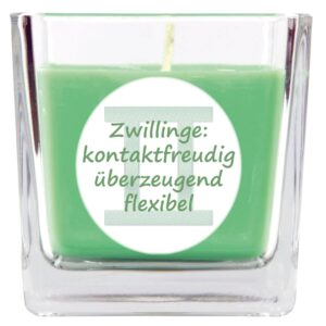 HS Candle Duftkerze & Glas Sternzeichen Coconut Limes 50 Stunden Zwillinge