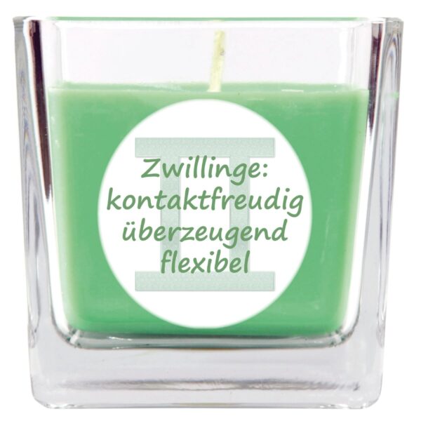 HS Candle Duftkerze & Glas Sternzeichen Coconut Limes 50 Stunden Zwillinge