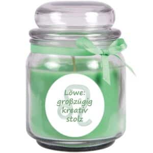 HS Candle Duftkerze & Glas Sternzeichen Coconut Limes 70 Stunden Löwe
