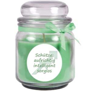 HS Candle Duftkerze & Glas Sternzeichen Coconut Limes 70 Stunden Schütze