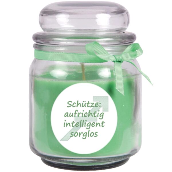 HS Candle Duftkerze & Glas Sternzeichen Coconut Limes 70 Stunden Schütze