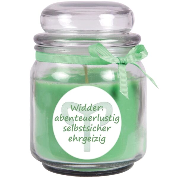 HS Candle Duftkerze & Glas Sternzeichen Coconut Limes 70 Stunden Widder