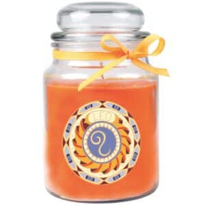 HS Candle Duftkerze & Glas Sternzeichen Honigmelone 110 Stunden Löwe