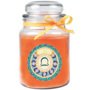 HS Candle Duftkerze & Glas Sternzeichen Honigmelone 110 Stunden Waage