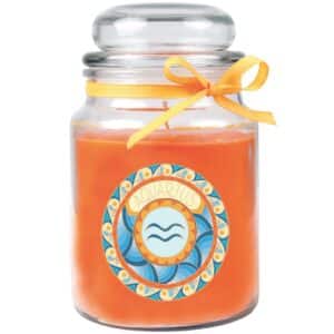 HS Candle Duftkerze & Glas Sternzeichen Honigmelone 110 Stunden Wassermann