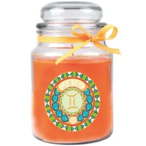 HS Candle Duftkerze & Glas Sternzeichen Honigmelone 110 Stunden Zwillinge