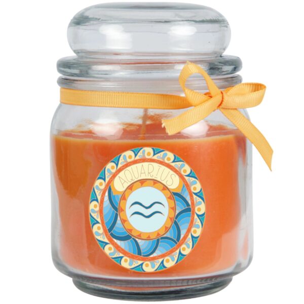 HS Candle Duftkerze & Glas Sternzeichen Honigmelone 70 Stunden Wassermann