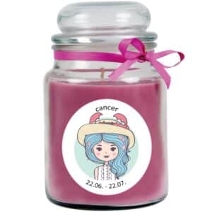 HS Candle Duftkerze & Glas Sternzeichen Lavendel 110 Stunden Krebs