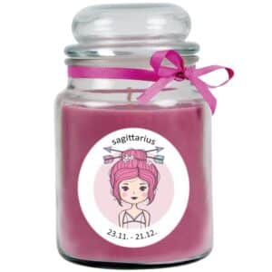HS Candle Duftkerze & Glas Sternzeichen Lavendel 110 Stunden Schütze