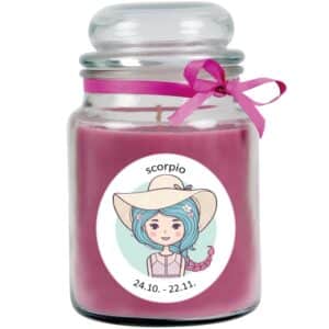 HS Candle Duftkerze & Glas Sternzeichen Lavendel 110 Stunden Skorpion