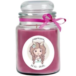 HS Candle Duftkerze & Glas Sternzeichen Lavendel 110 Stunden Steinbock