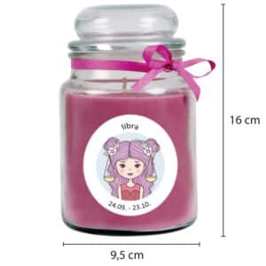 HS Candle Duftkerze & Glas Sternzeichen Lavendel 110 Stunden Waage