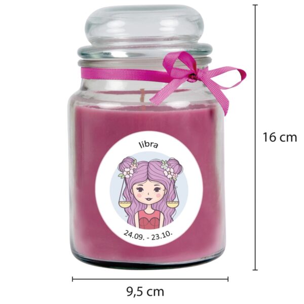 HS Candle Duftkerze & Glas Sternzeichen Lavendel 110 Stunden Waage