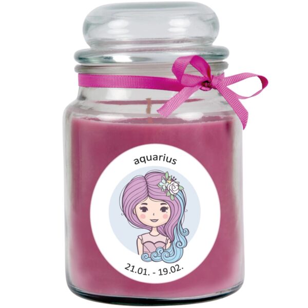 HS Candle Duftkerze & Glas Sternzeichen Lavendel 110 Stunden Wassermann