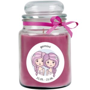 HS Candle Duftkerze & Glas Sternzeichen Lavendel 110 Stunden Zwillinge