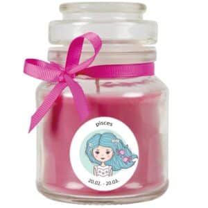 HS Candle Duftkerze & Glas Sternzeichen Lavendel 30 Stunden Fische