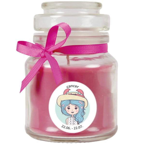 HS Candle Duftkerze & Glas Sternzeichen Lavendel 30 Stunden Krebs