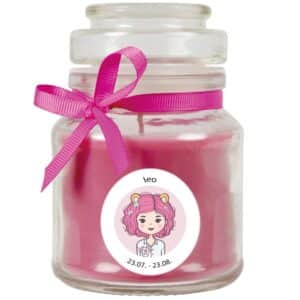 HS Candle Duftkerze & Glas Sternzeichen Lavendel 30 Stunden Löwe