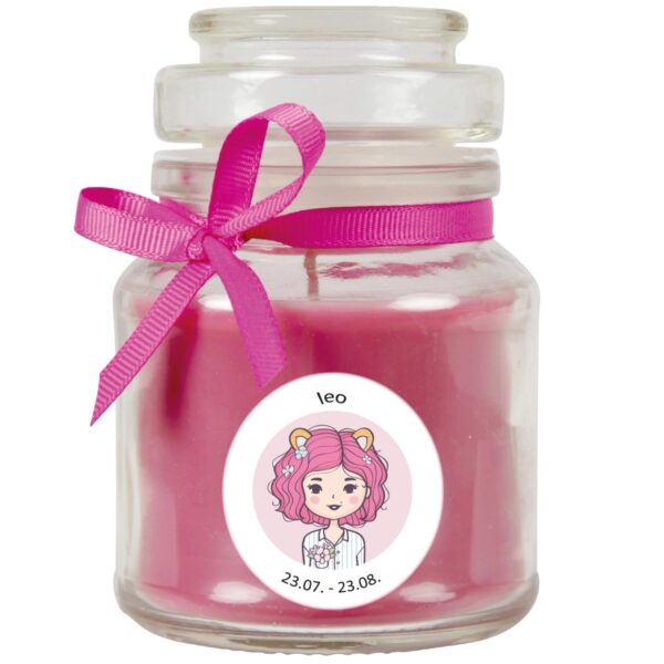 HS Candle Duftkerze & Glas Sternzeichen Lavendel 30 Stunden Löwe