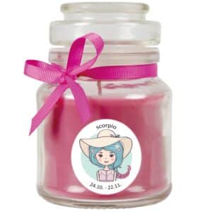 HS Candle Duftkerze & Glas Sternzeichen Lavendel 30 Stunden Skorpion