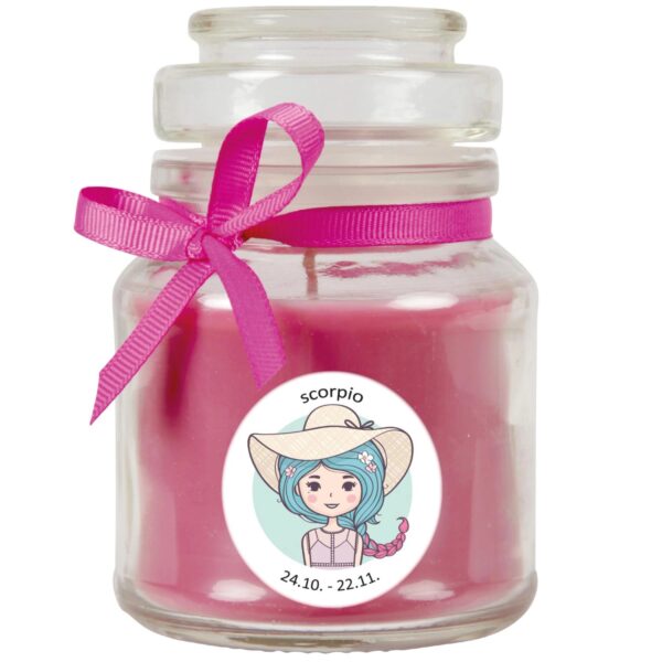 HS Candle Duftkerze & Glas Sternzeichen Lavendel 30 Stunden Skorpion