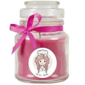 HS Candle Duftkerze & Glas Sternzeichen Lavendel 30 Stunden Steinbock