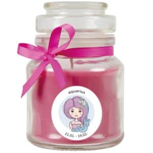 HS Candle Duftkerze & Glas Sternzeichen Lavendel 30 Stunden Wassermann