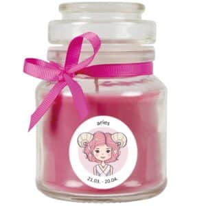HS Candle Duftkerze & Glas Sternzeichen Lavendel 30 Stunden Widder