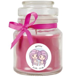 HS Candle Duftkerze & Glas Sternzeichen Lavendel 30 Stunden Zwillinge