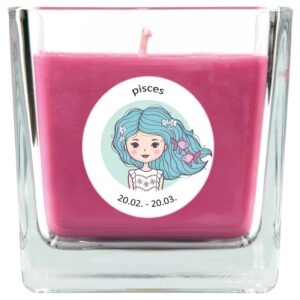 HS Candle Duftkerze & Glas Sternzeichen Lavendel 50 Stunden Fische