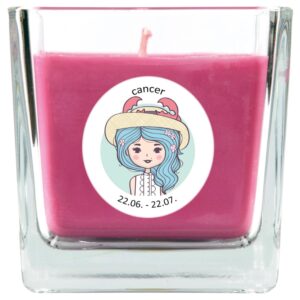 HS Candle Duftkerze & Glas Sternzeichen Lavendel 50 Stunden Krebs