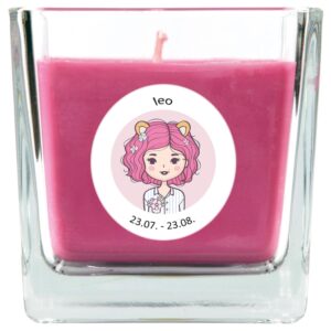 HS Candle Duftkerze & Glas Sternzeichen Lavendel 50 Stunden Löwe