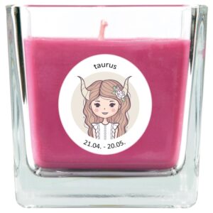 HS Candle Duftkerze & Glas Sternzeichen Lavendel 50 Stunden Stier