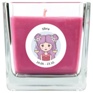 HS Candle Duftkerze & Glas Sternzeichen Lavendel 50 Stunden Waage