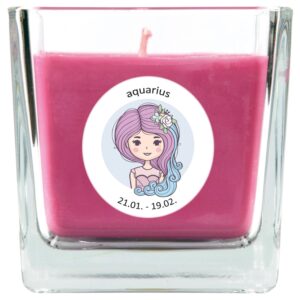 HS Candle Duftkerze & Glas Sternzeichen Lavendel 50 Stunden Wassermann