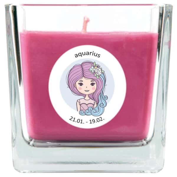 HS Candle Duftkerze & Glas Sternzeichen Lavendel 50 Stunden Wassermann